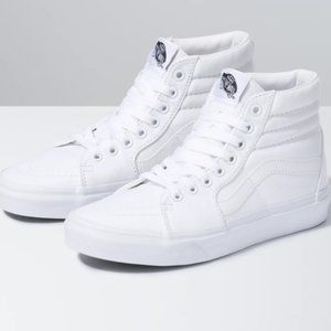 Vans Sk8-Hi Tapered in True White Canvas Skate Shoes High Tops BNIB 9.5